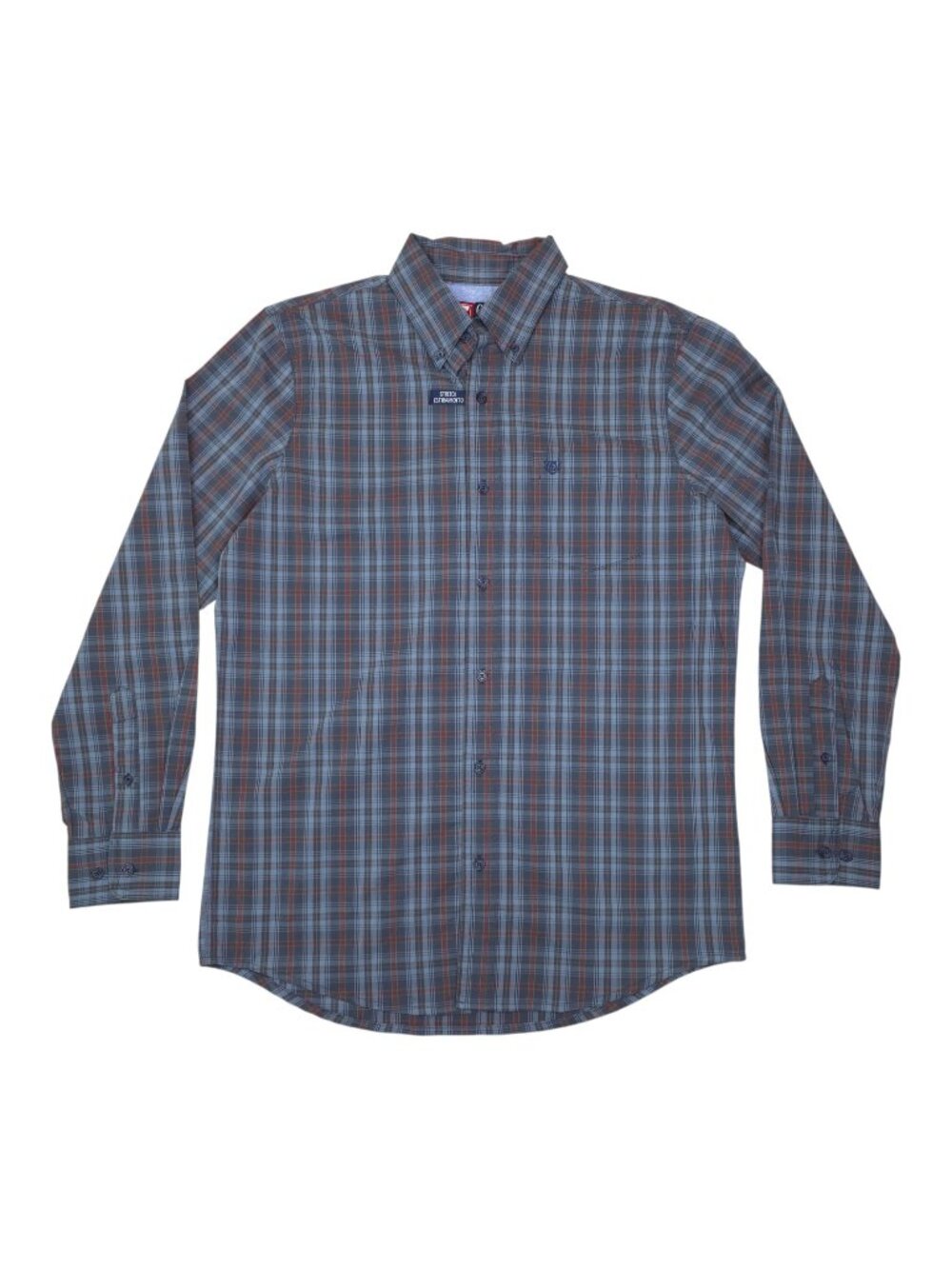 Chaps Stretch Plaid Button Down Long Sleeve Casual Shirt Mens Small Stretch Blue